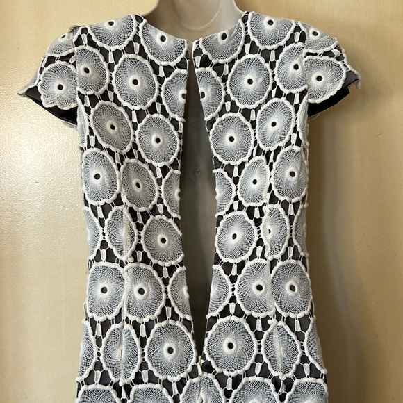 Suzi Chin for Maggie Boutique cream lace over brown long dress size 2P - Picture 8 of 11